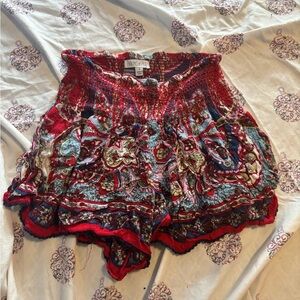 Patrons of Peace Vibrant Red and Blue High Waist Shorts